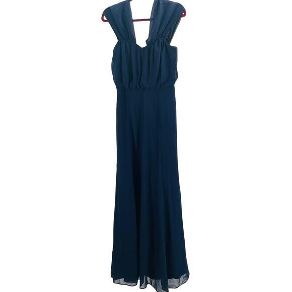 LULU'S SZ S Enduring Love Navy Blue Off-the-Shoulder Maxi Dress NEW B145 - Picture 3 of 12